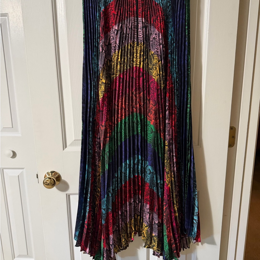 Alice + Olivia Vibrant Rainbow Pleated Skirt